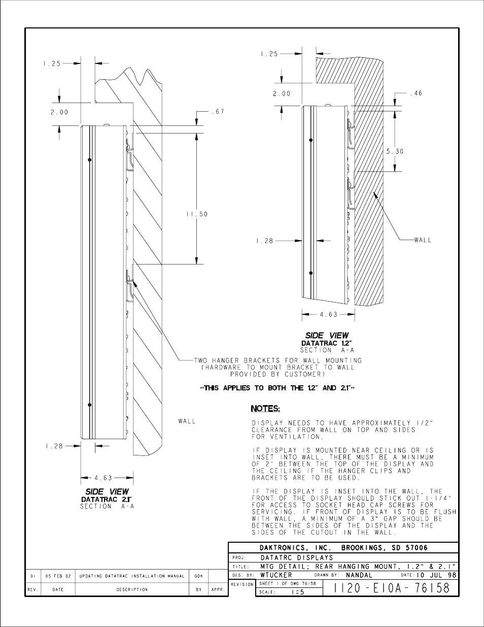 Drawing a-76158 | Daktronics S-100/S-200 User Manual | Page 50 / 71