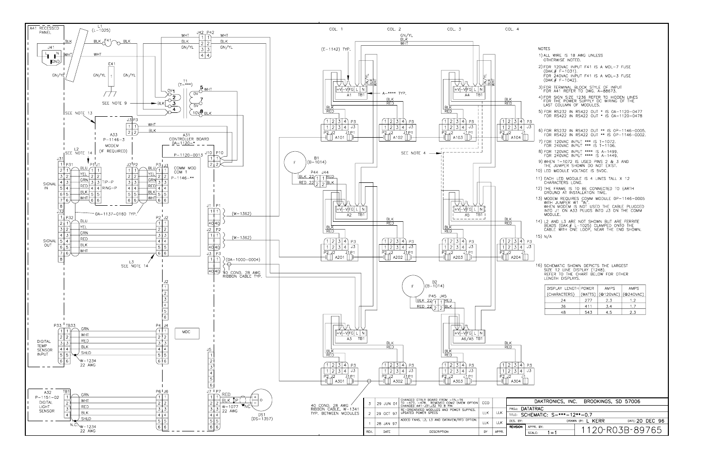 Drawing b-89765 | Daktronics S-100/S-200 User Manual | Page 68 / 71