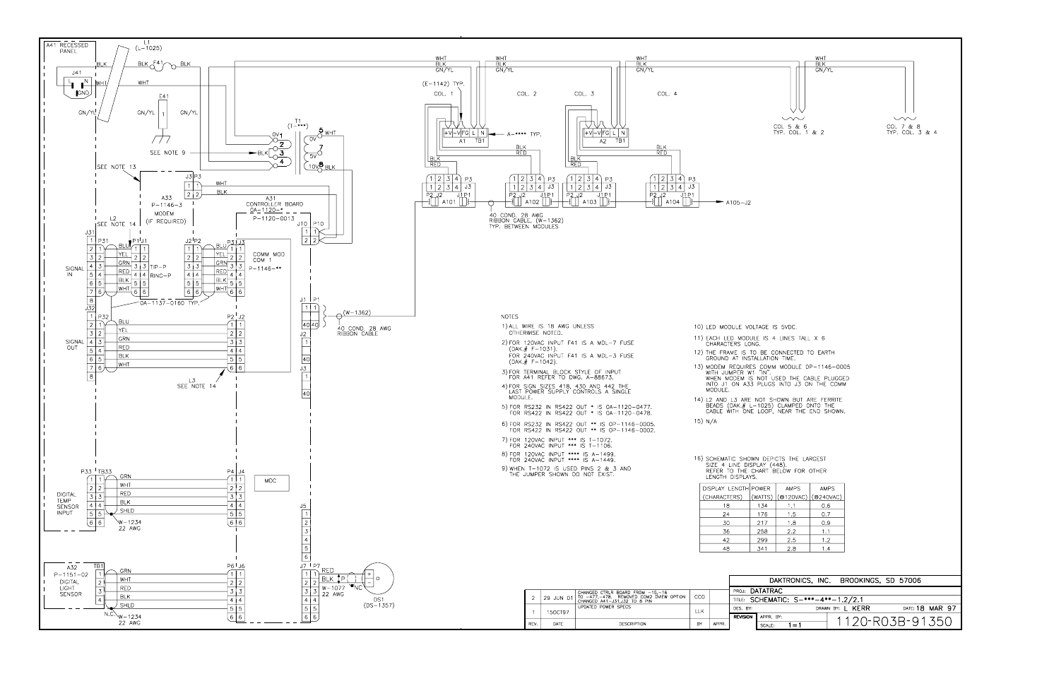 Drawing b-91350 | Daktronics S-100/S-200 User Manual | Page 69 / 71