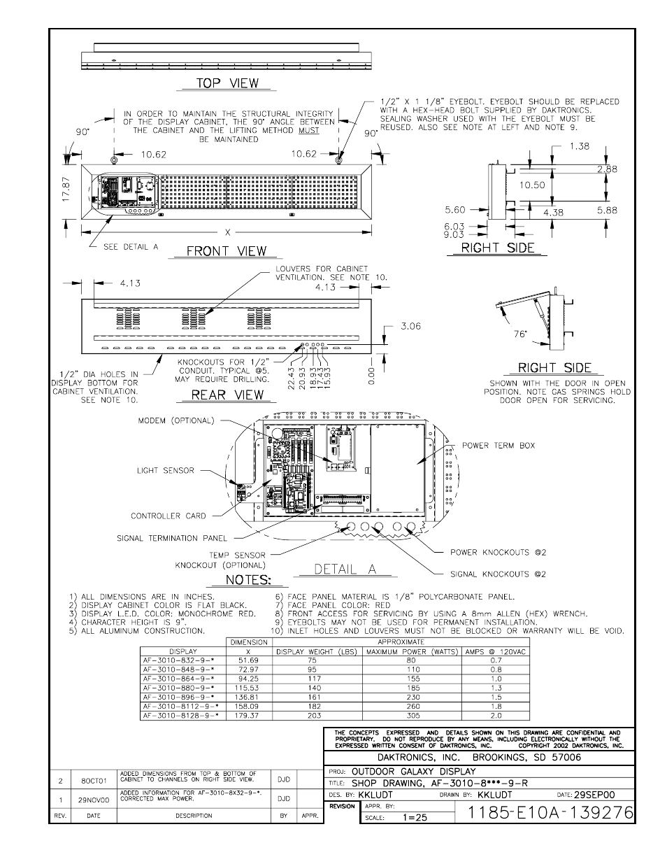 Drawing a-139276 | Daktronics AF-3010-34 User Manual | Page 58 / 70