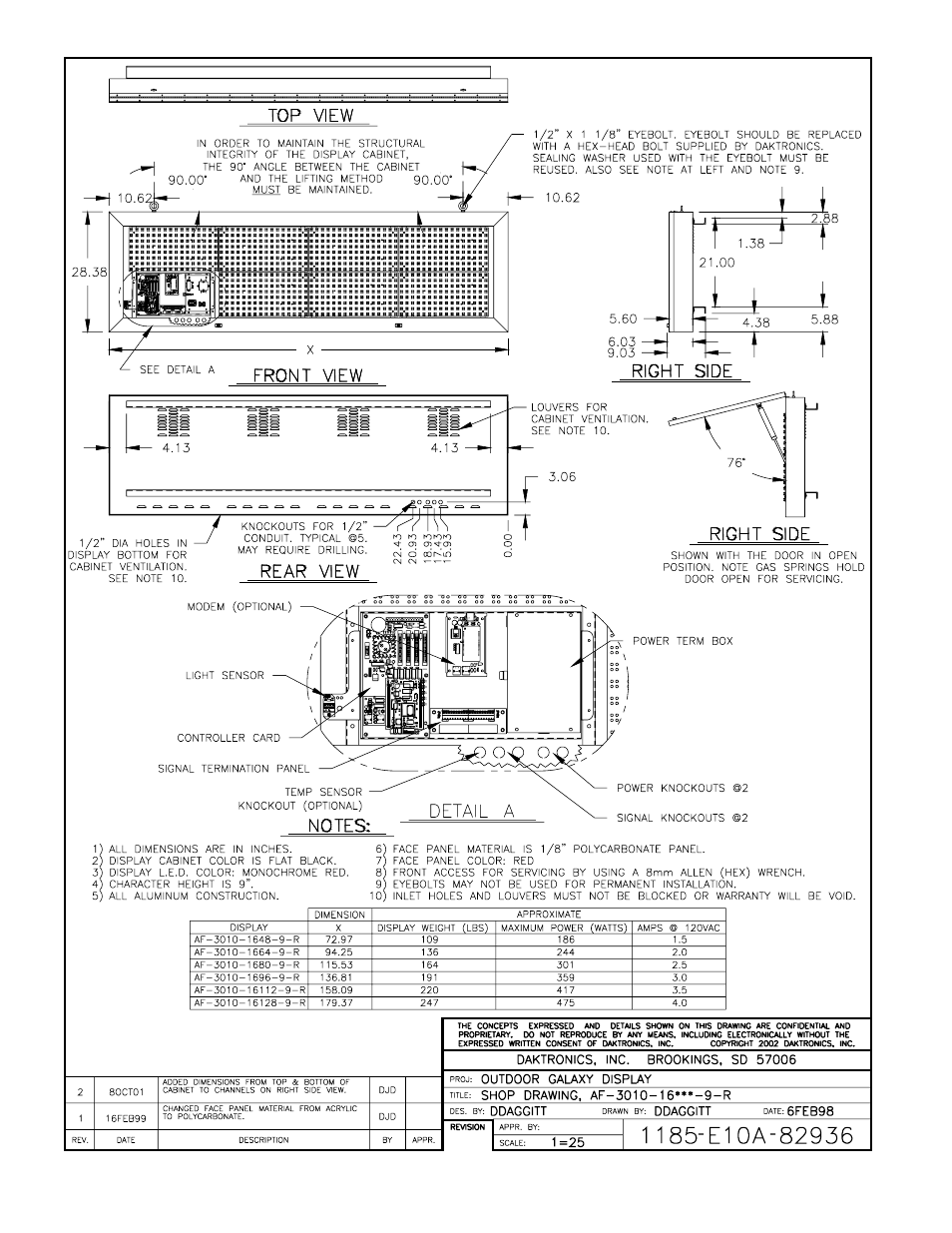 Drawing a-82936 | Daktronics AF-3010-34 User Manual | Page 59 / 70