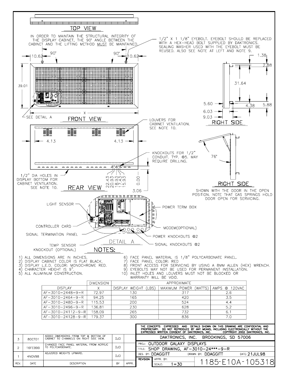 Drawing a-105318 | Daktronics AF-3010-34 User Manual | Page 60 / 70