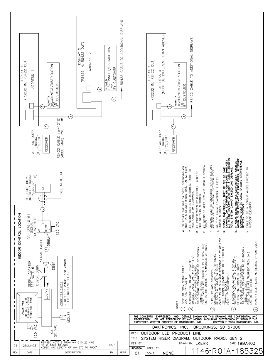 Drawing a-185325 | Daktronics AF-3010-34 User Manual | Page 66 / 70