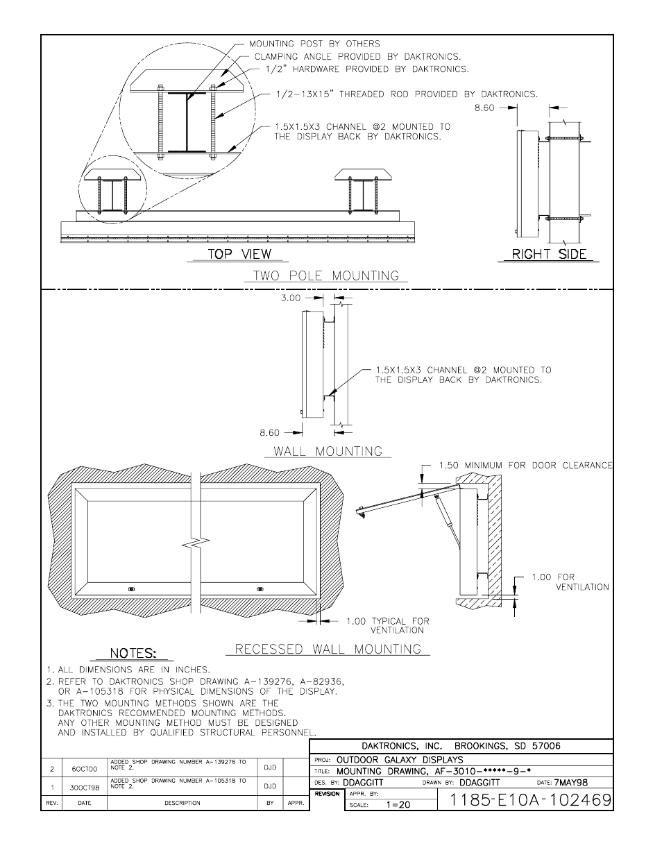 Drawing a-102469 | Daktronics AF-3010-34 User Manual | Page 67 / 70