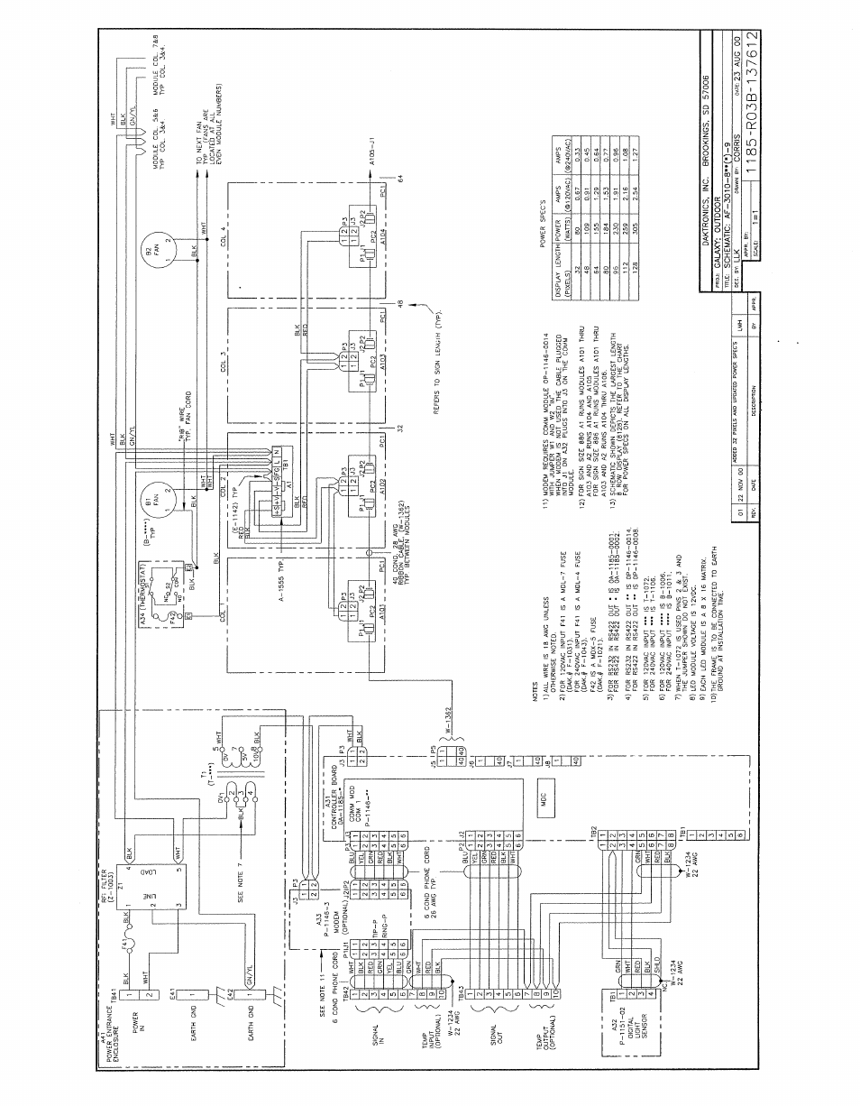 Drawing b-137612 | Daktronics AF-3010-34 User Manual | Page 68 / 70