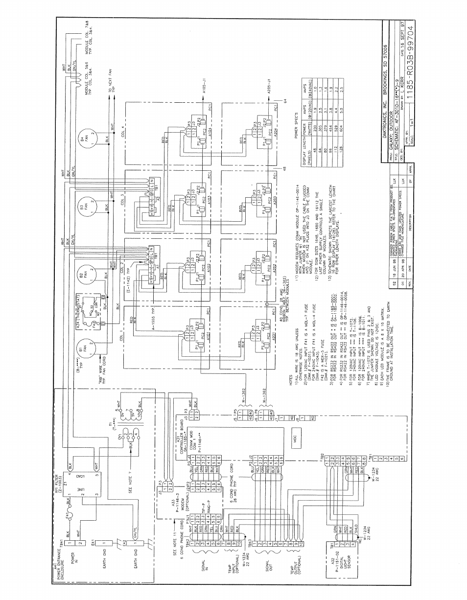 Drawing b-99704 | Daktronics AF-3010-34 User Manual | Page 69 / 70