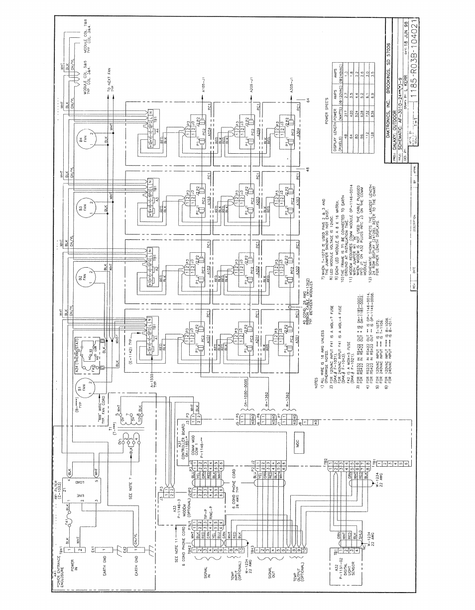 Drawing b-104021 | Daktronics AF-3010-34 User Manual | Page 70 / 70