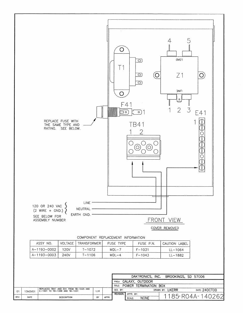 Drawing a-140262 | Daktronics AF-3020-7.6-R,A User Manual | Page 44 / 46