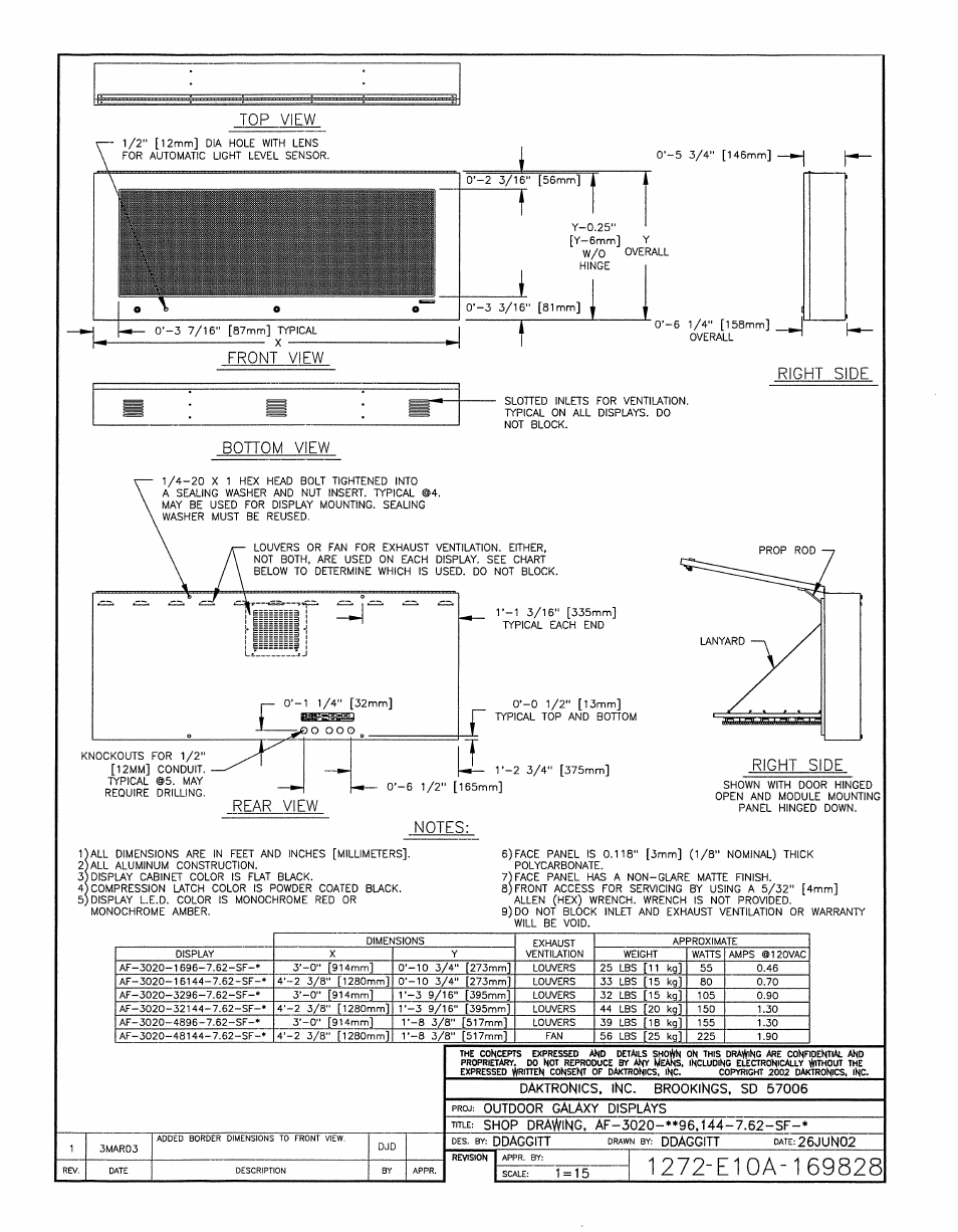 Drawing a-169828 | Daktronics AF-3020-7.6-R,A User Manual | Page 45 / 46