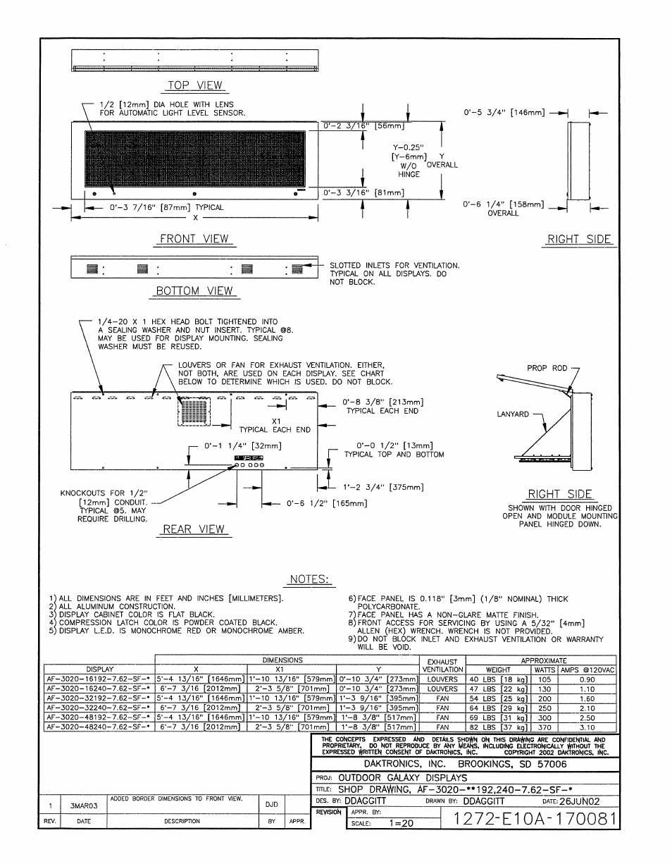 Drawing a-170081 | Daktronics AF-3020-7.6-R,A User Manual | Page 46 / 46