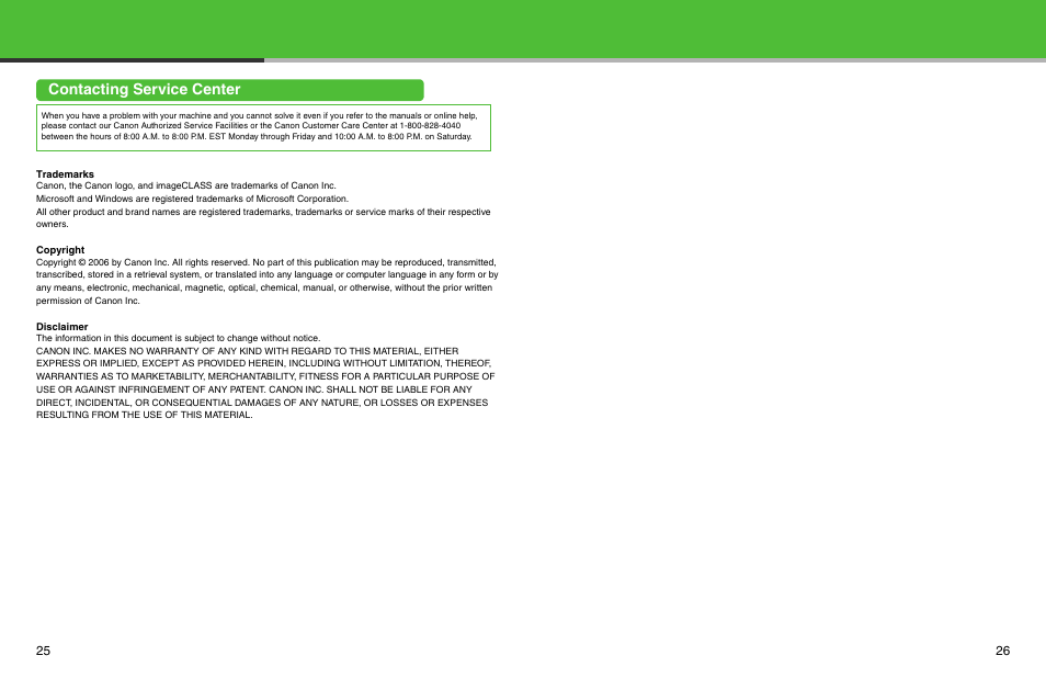 Contacting service center | Canon ImageCLASS MF3240 User Manual | Page 14 / 15