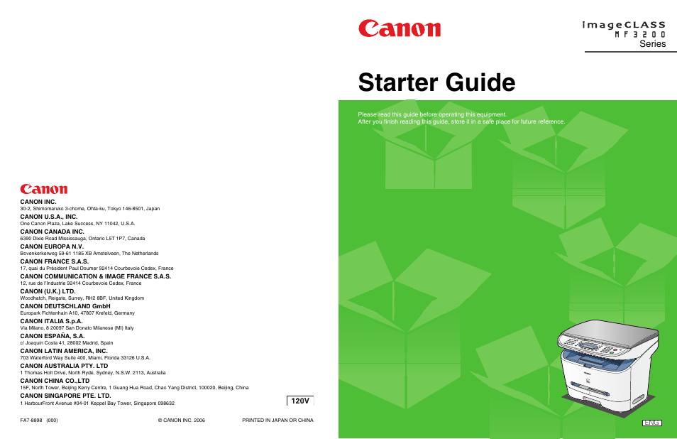 Starter guide, Series | Canon ImageCLASS MF3240 User Manual | Page 15 / 15