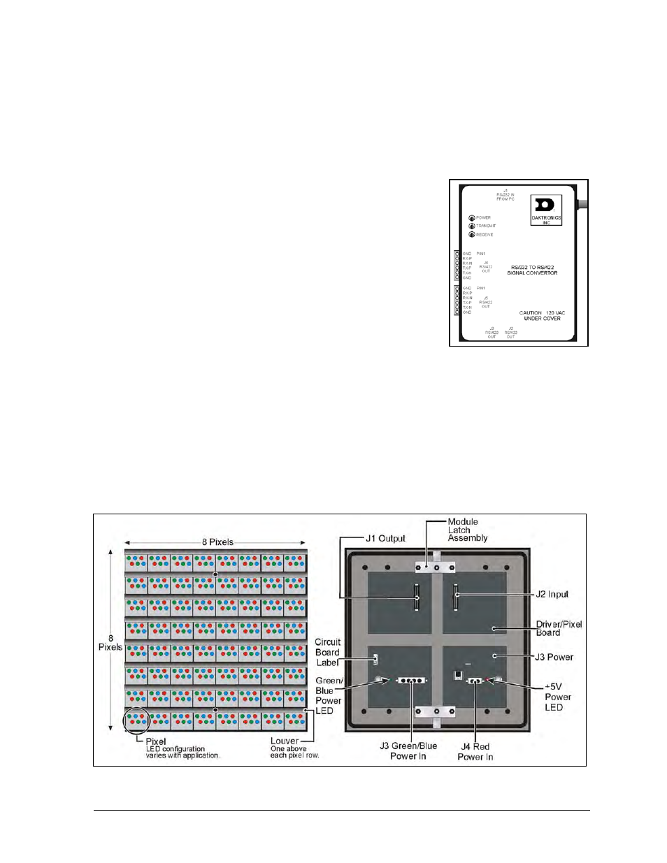 Figure 4: 8x8 rgb module (front and rear) -5 | Daktronics AF-3065-34-RGB User Manual | Page 11 / 114