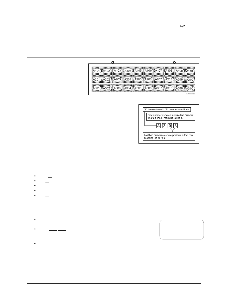 Daktronics nomenclature, Daktronics nomenclature -6, Figure 6: module numbering -6 | Figure 7: typical label -6 | Daktronics AF-3065-34-RGB User Manual | Page 12 / 114