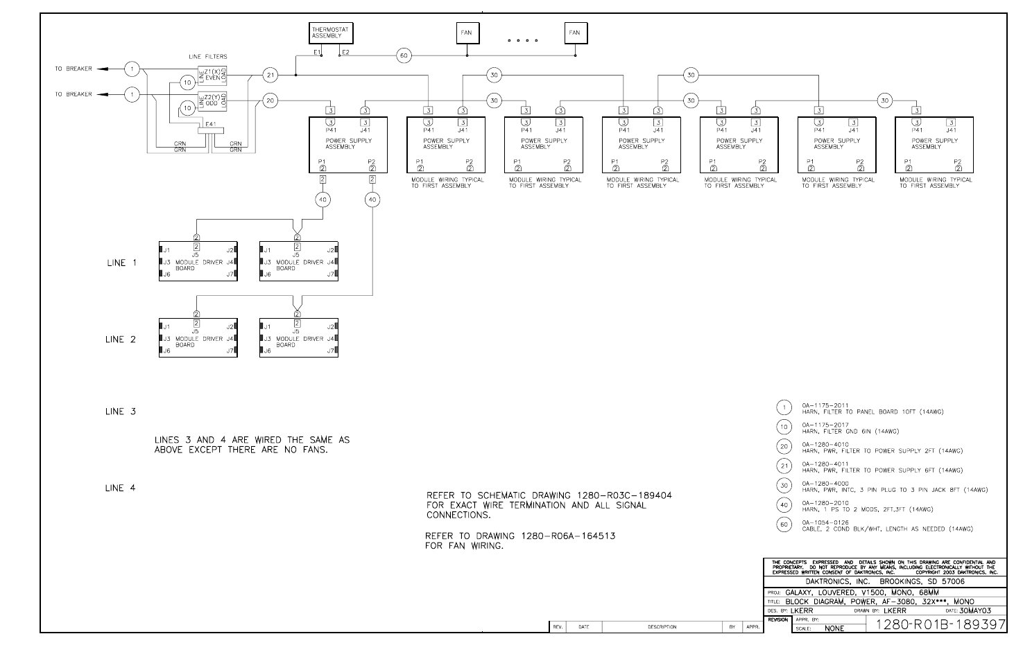 Drawing b-189397 | Daktronics AF-3080-68-R,A User Manual | Page 100 / 107