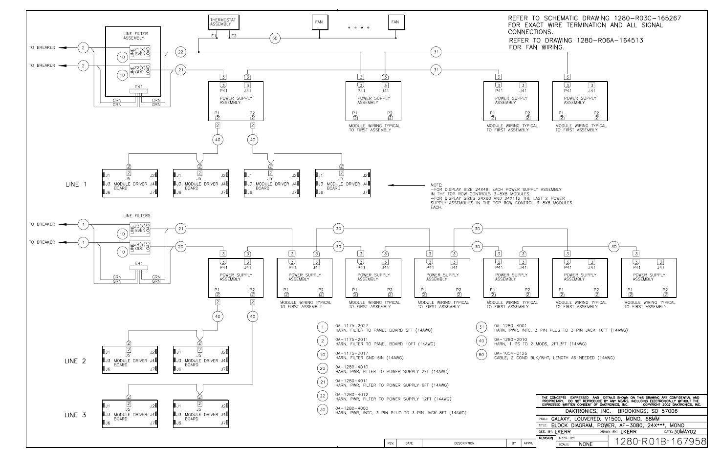 Drawing b-167958 | Daktronics AF-3080-68-R,A User Manual | Page 101 / 107
