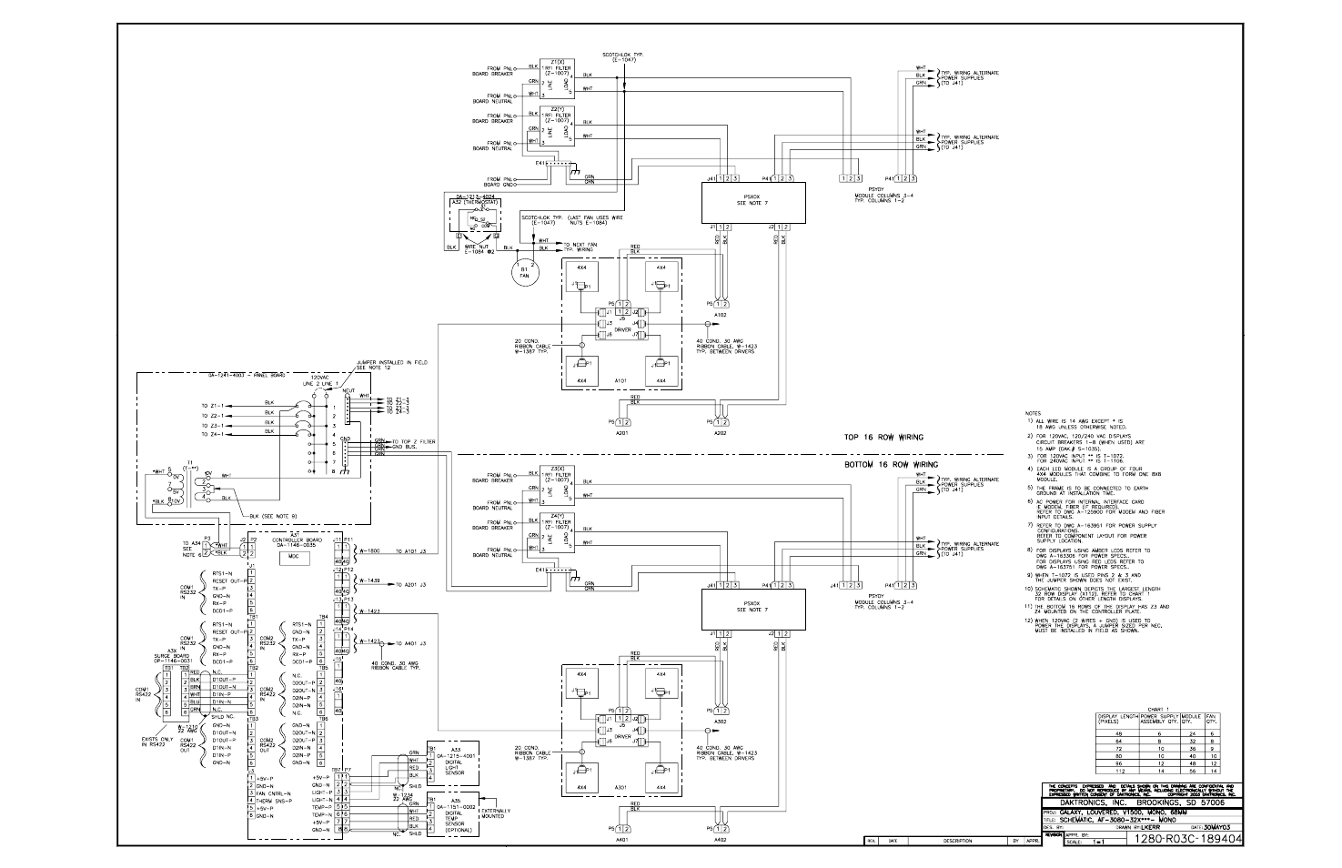 Drawing c-189404 | Daktronics AF-3080-68-R,A User Manual | Page 105 / 107