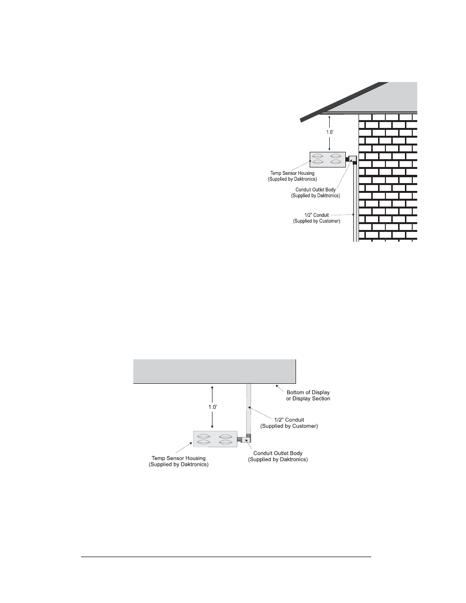Optional temperature sensor mounting, Optional temperature sensor mounting -4, Figure 9: temperature sensor eave/wall mount -4 | 6 optional temperature sensor mounting | Daktronics AF-3080-68-R,A User Manual | Page 20 / 107