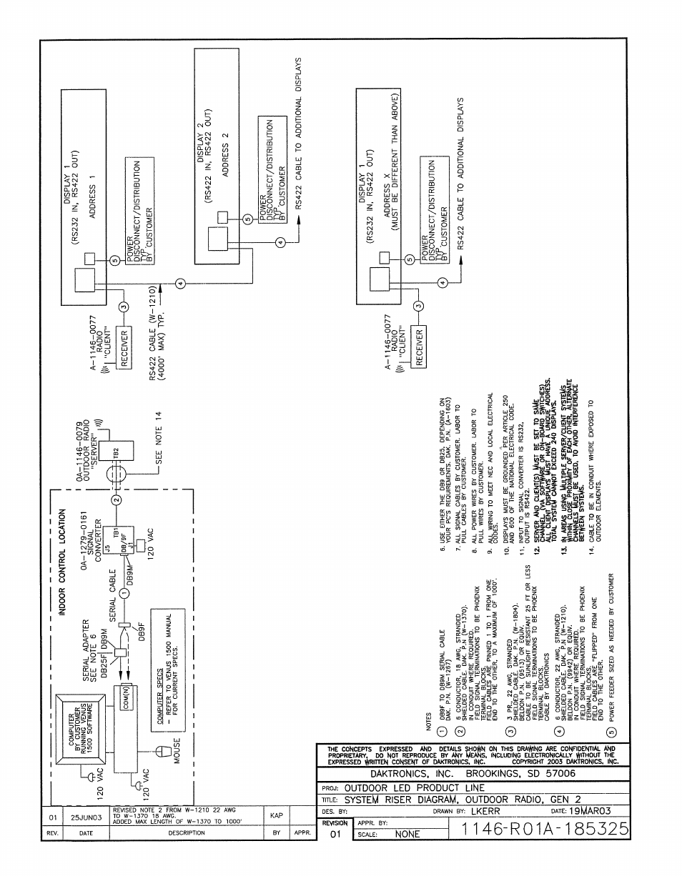 Drawing a-185325 | Daktronics AF-3080-68-R,A User Manual | Page 73 / 107