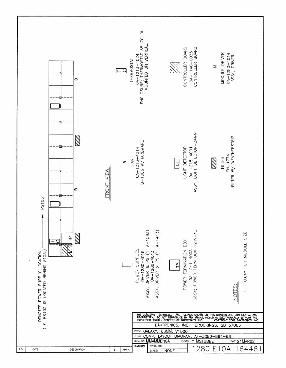 Drawing a-164461 | Daktronics AF-3080-68-R,A User Manual | Page 75 / 107