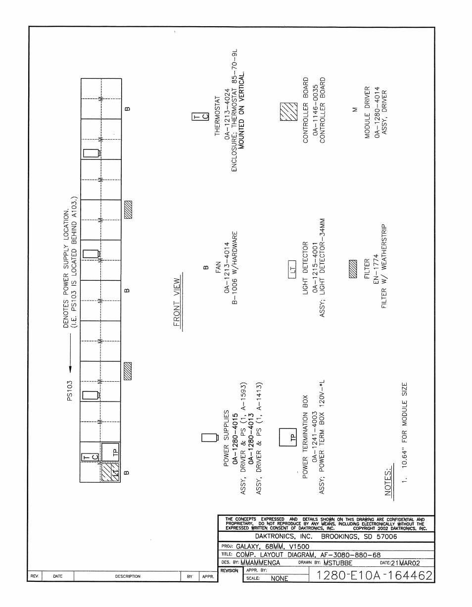 Drawing a-164462 | Daktronics AF-3080-68-R,A User Manual | Page 76 / 107