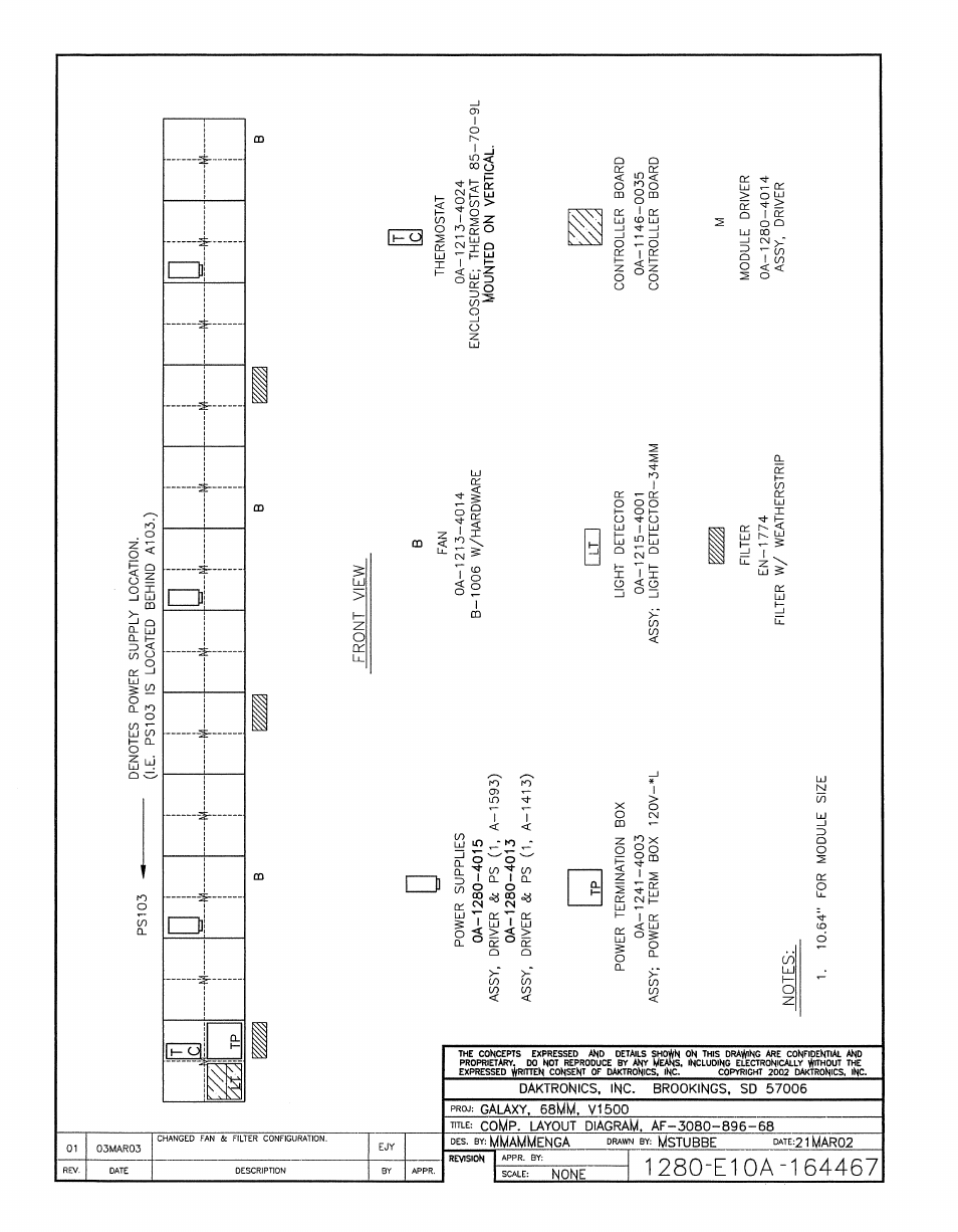Drawing a-164467 | Daktronics AF-3080-68-R,A User Manual | Page 77 / 107