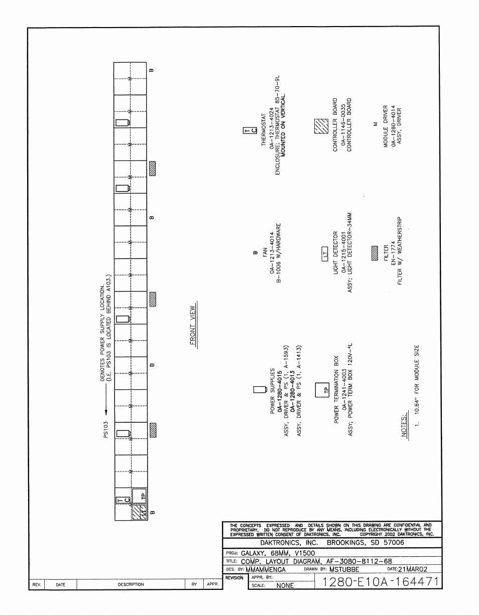 Drawing a-164471 | Daktronics AF-3080-68-R,A User Manual | Page 78 / 107