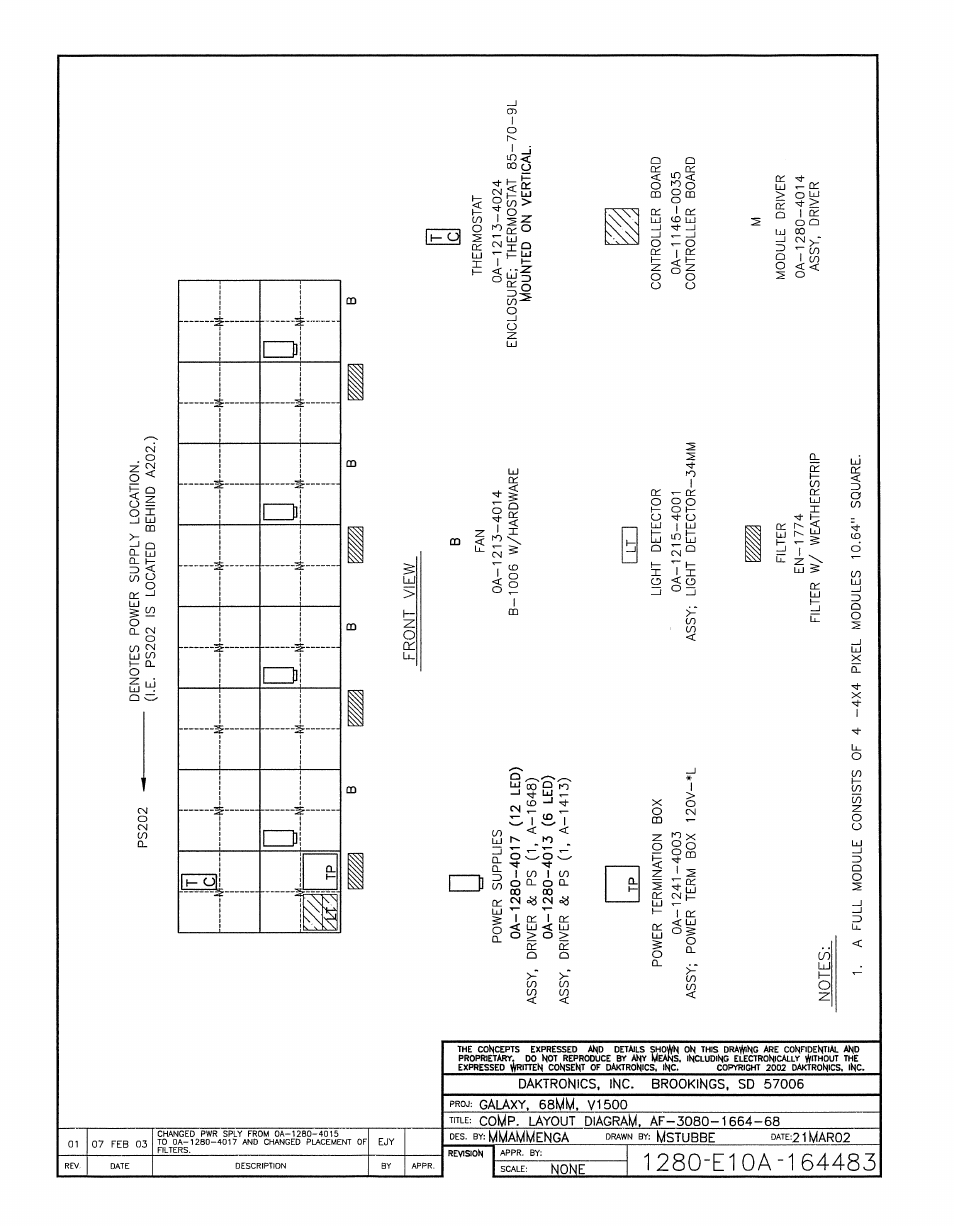 Drawing a-164483 | Daktronics AF-3080-68-R,A User Manual | Page 80 / 107