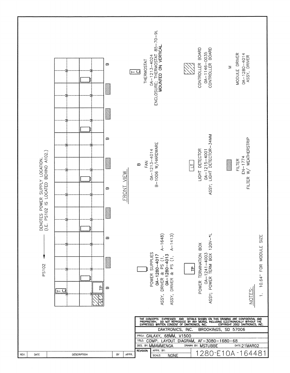 Drawing a-164481 | Daktronics AF-3080-68-R,A User Manual | Page 81 / 107