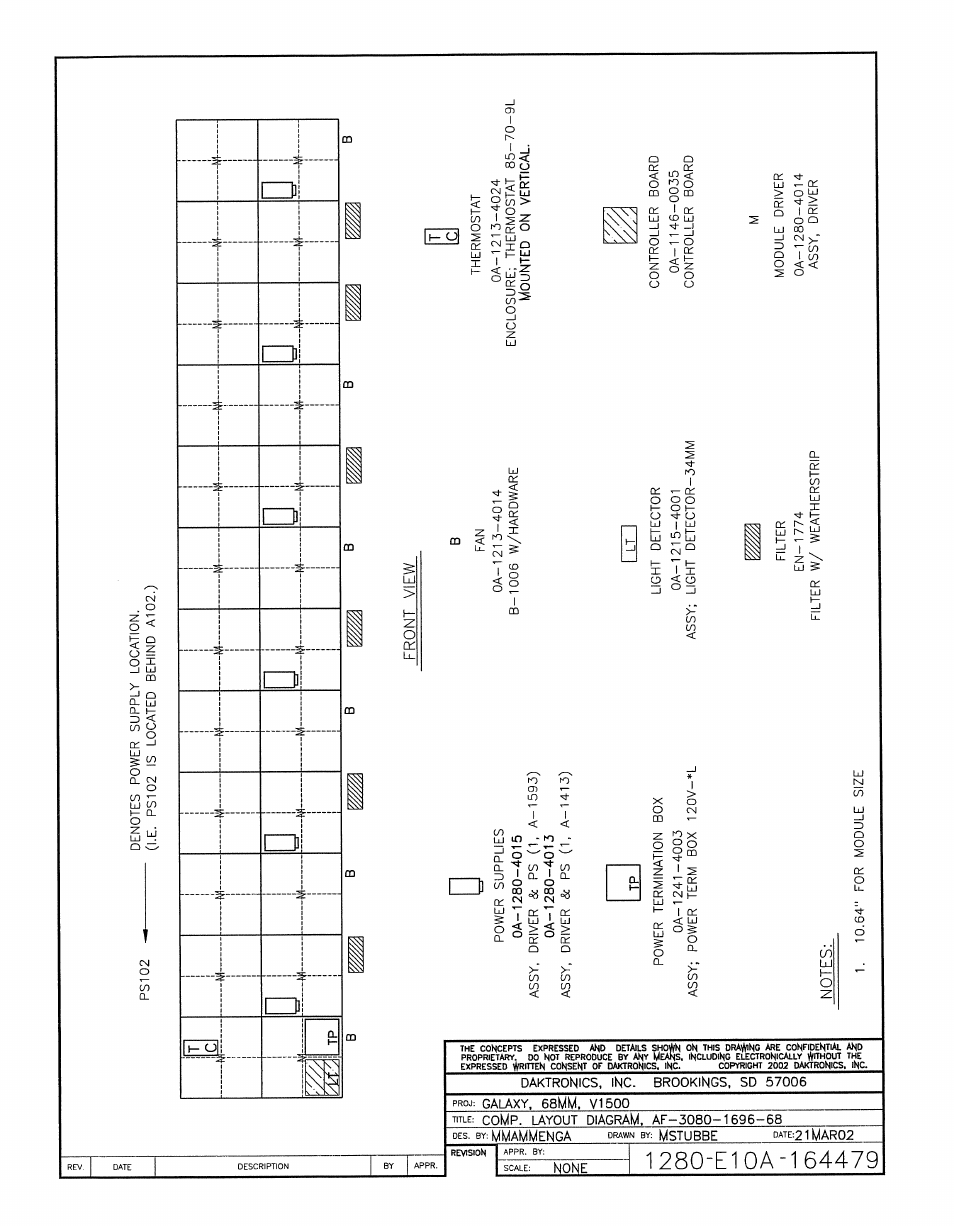 Drawing a-164479 | Daktronics AF-3080-68-R,A User Manual | Page 82 / 107