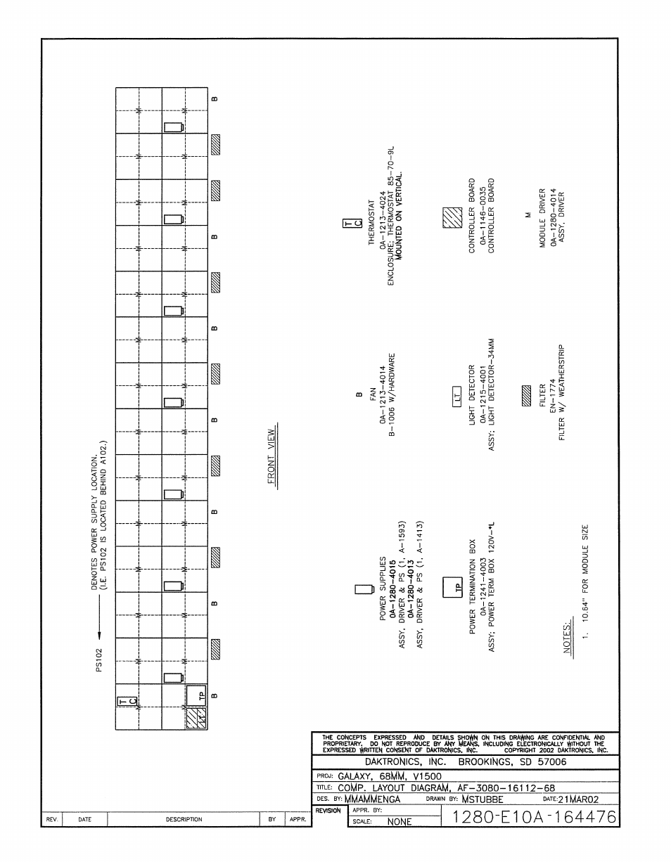 Drawing a-164476 | Daktronics AF-3080-68-R,A User Manual | Page 83 / 107