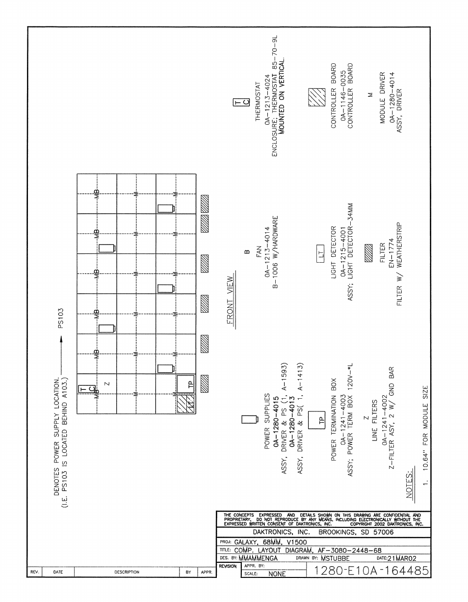 Drawing a-164485 | Daktronics AF-3080-68-R,A User Manual | Page 84 / 107