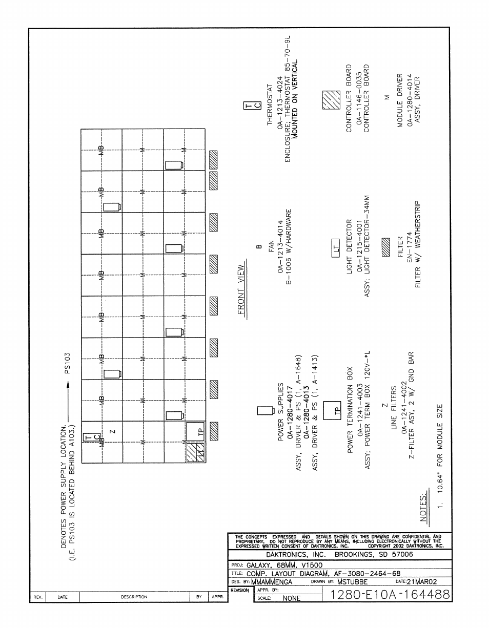 Drawing a-164488 | Daktronics AF-3080-68-R,A User Manual | Page 85 / 107