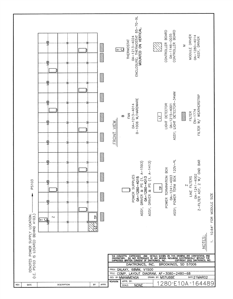 Drawing a-164489 | Daktronics AF-3080-68-R,A User Manual | Page 86 / 107