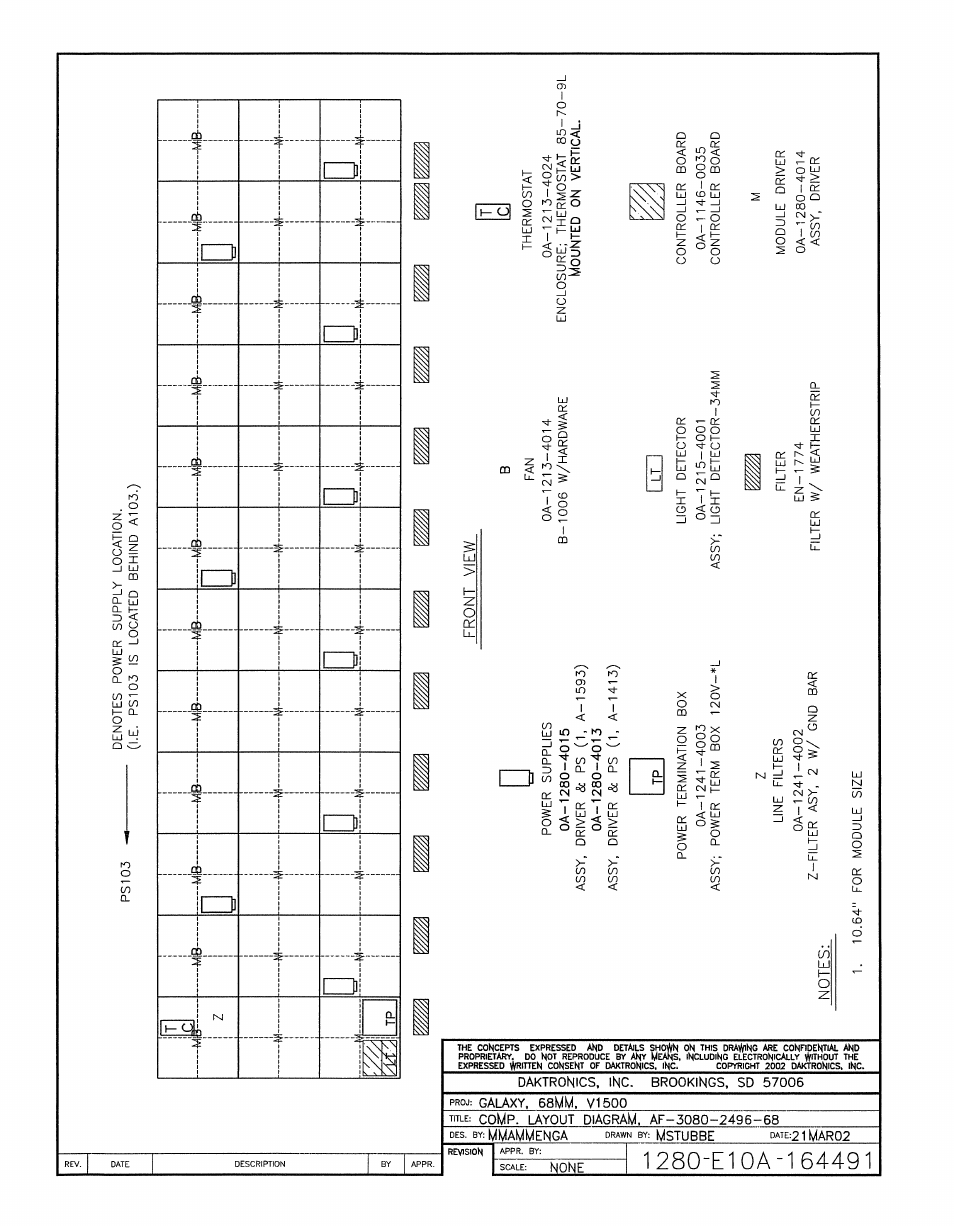 Drawing a-164491 | Daktronics AF-3080-68-R,A User Manual | Page 87 / 107