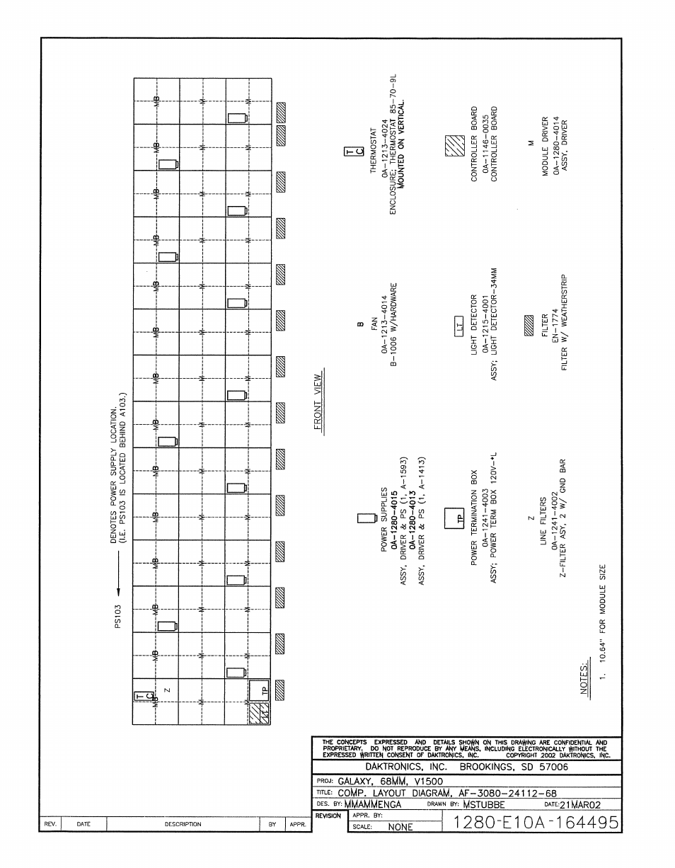 Drawing a-164495 | Daktronics AF-3080-68-R,A User Manual | Page 88 / 107