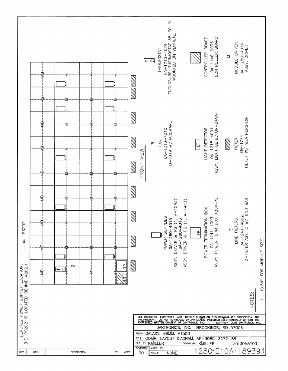 Drawing a-189391 | Daktronics AF-3080-68-R,A User Manual | Page 89 / 107