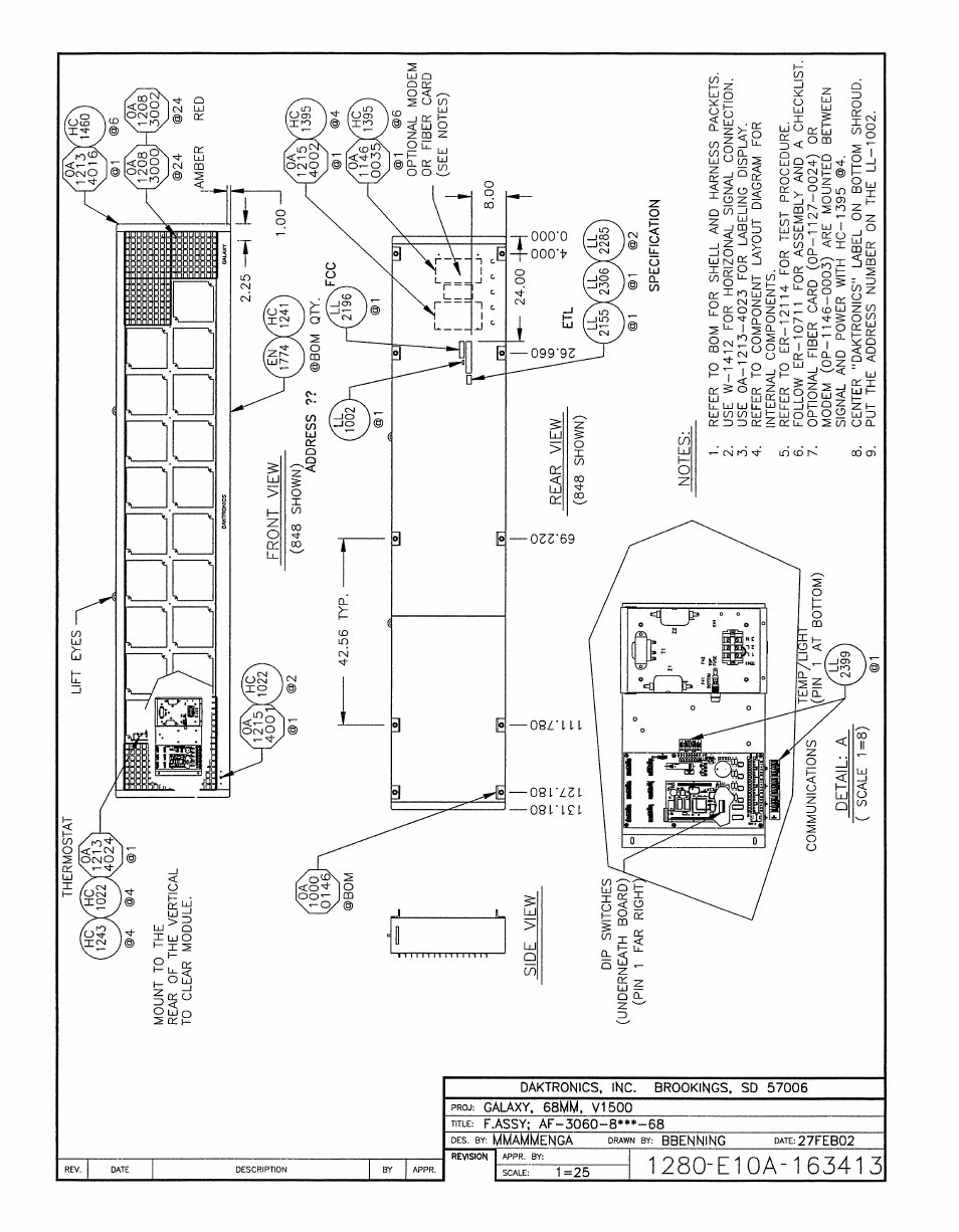Drawing a-163413 | Daktronics AF-3080-68-R,A User Manual | Page 95 / 107