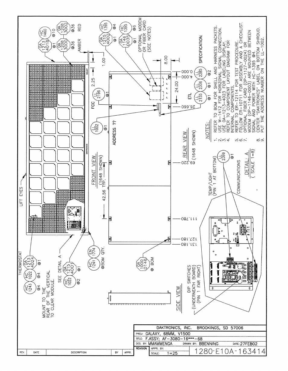 Drawing a-163414 | Daktronics AF-3080-68-R,A User Manual | Page 96 / 107