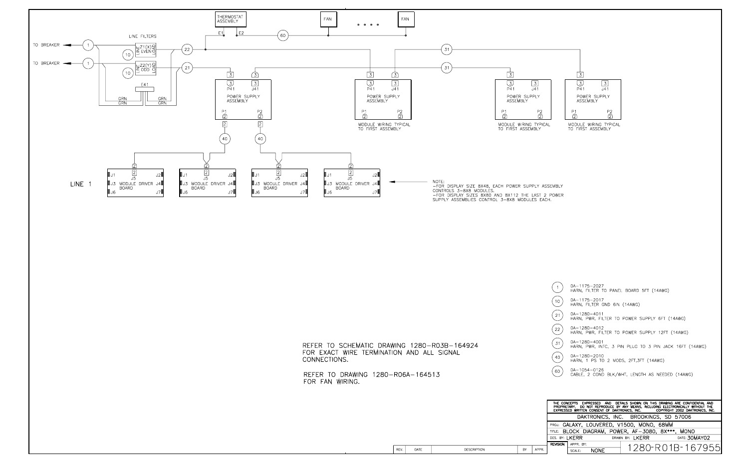 Drawing b-167955 | Daktronics AF-3080-68-R,A User Manual | Page 98 / 107