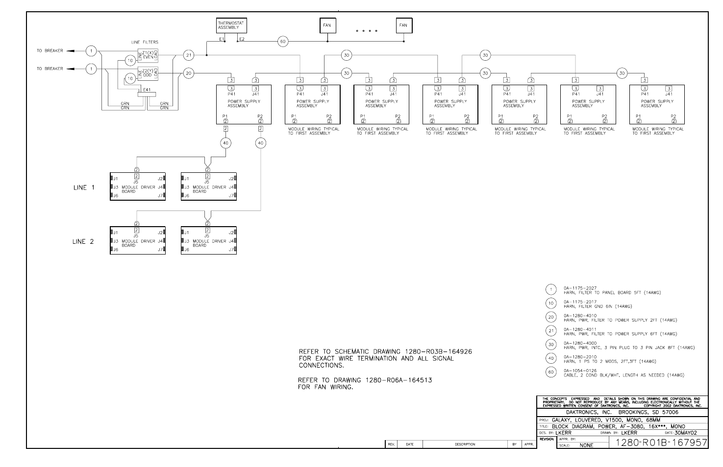 Drawing b-167957 | Daktronics AF-3080-68-R,A User Manual | Page 99 / 107