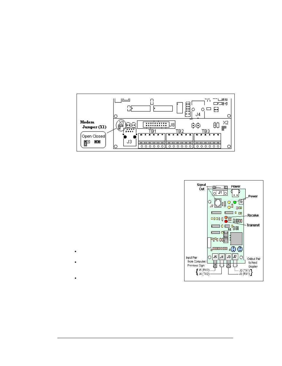 Fiber board, Fiber board -9, Figure 40: modem jumper location | Figure 41: fiber optic board, Figure 40 | Daktronics AF-3112-34-R,A User Manual | Page 45 / 67