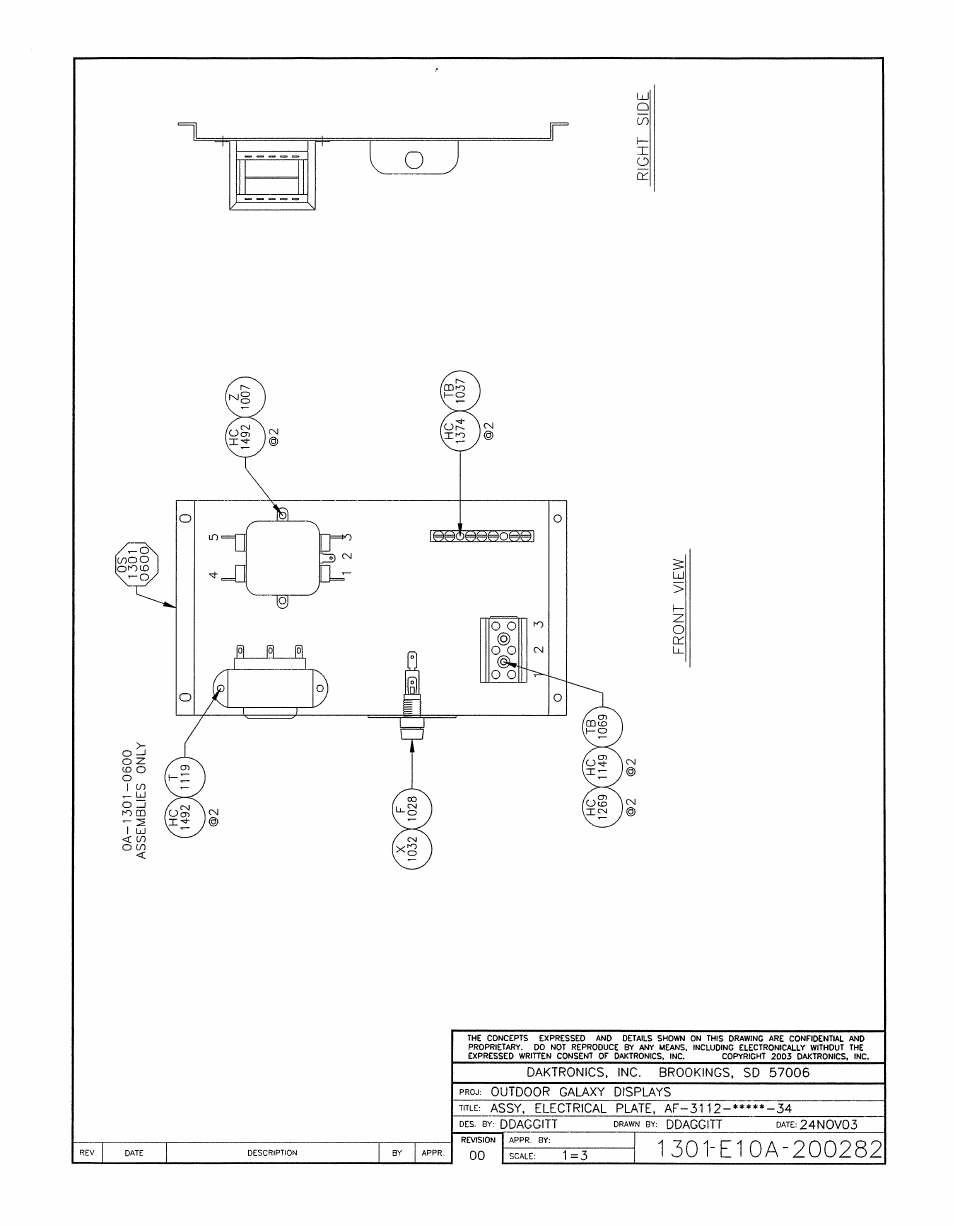 Drawing a-200282 | Daktronics AF-3112-34-R,A User Manual | Page 63 / 67