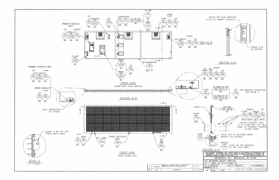 Drawing b-200259 | Daktronics AF-3112-34-R,A User Manual | Page 66 / 67