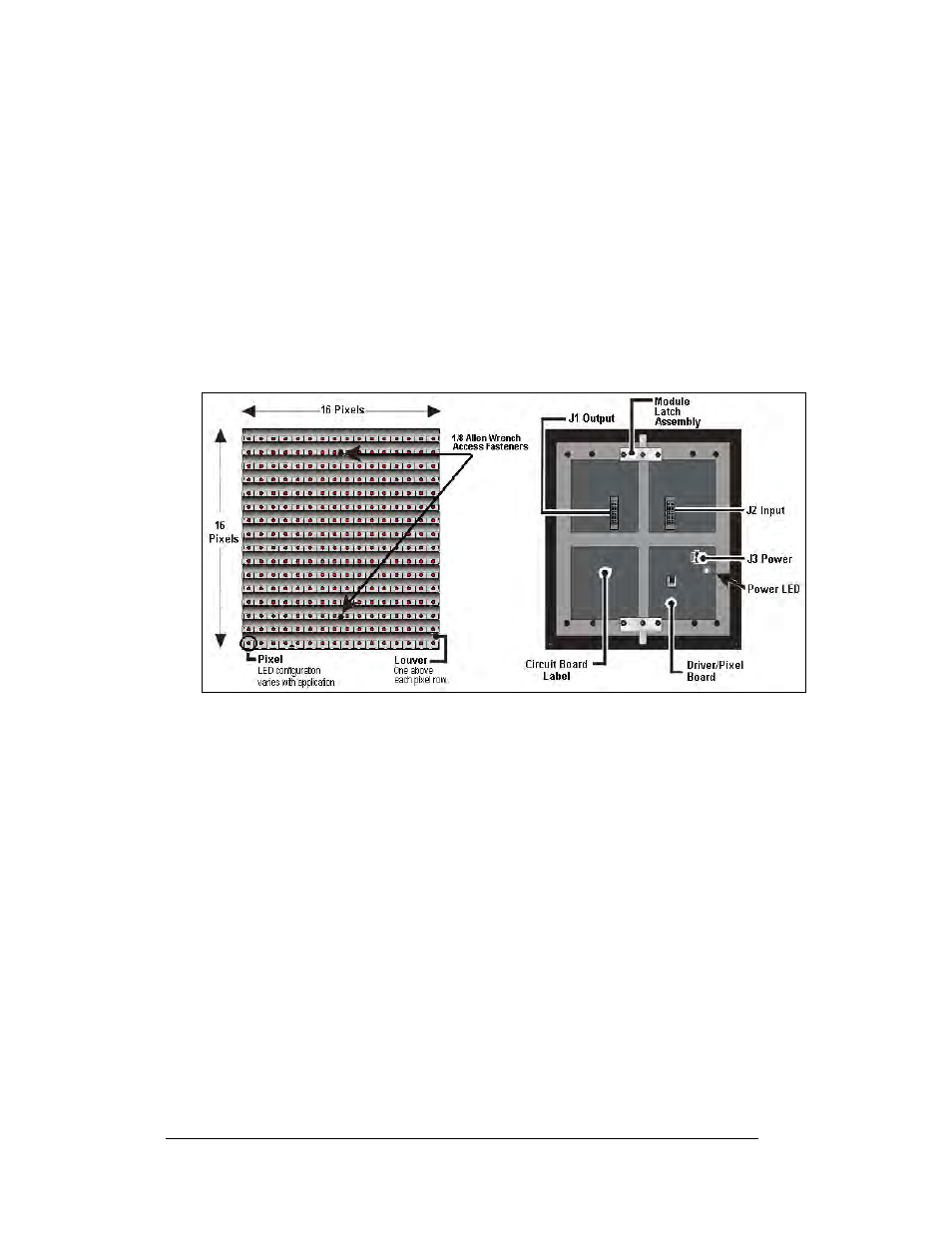 Figure 3: 16x16 module (front and back) | Daktronics AF-3150-20-R,A User Manual | Page 12 / 88