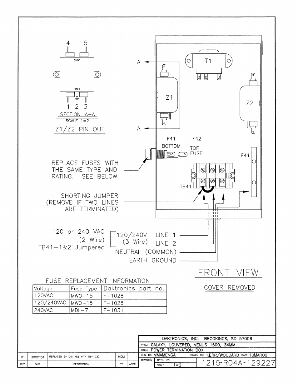 Drawing a-129227 | Daktronics AF-3150-20-R,A User Manual | Page 59 / 88