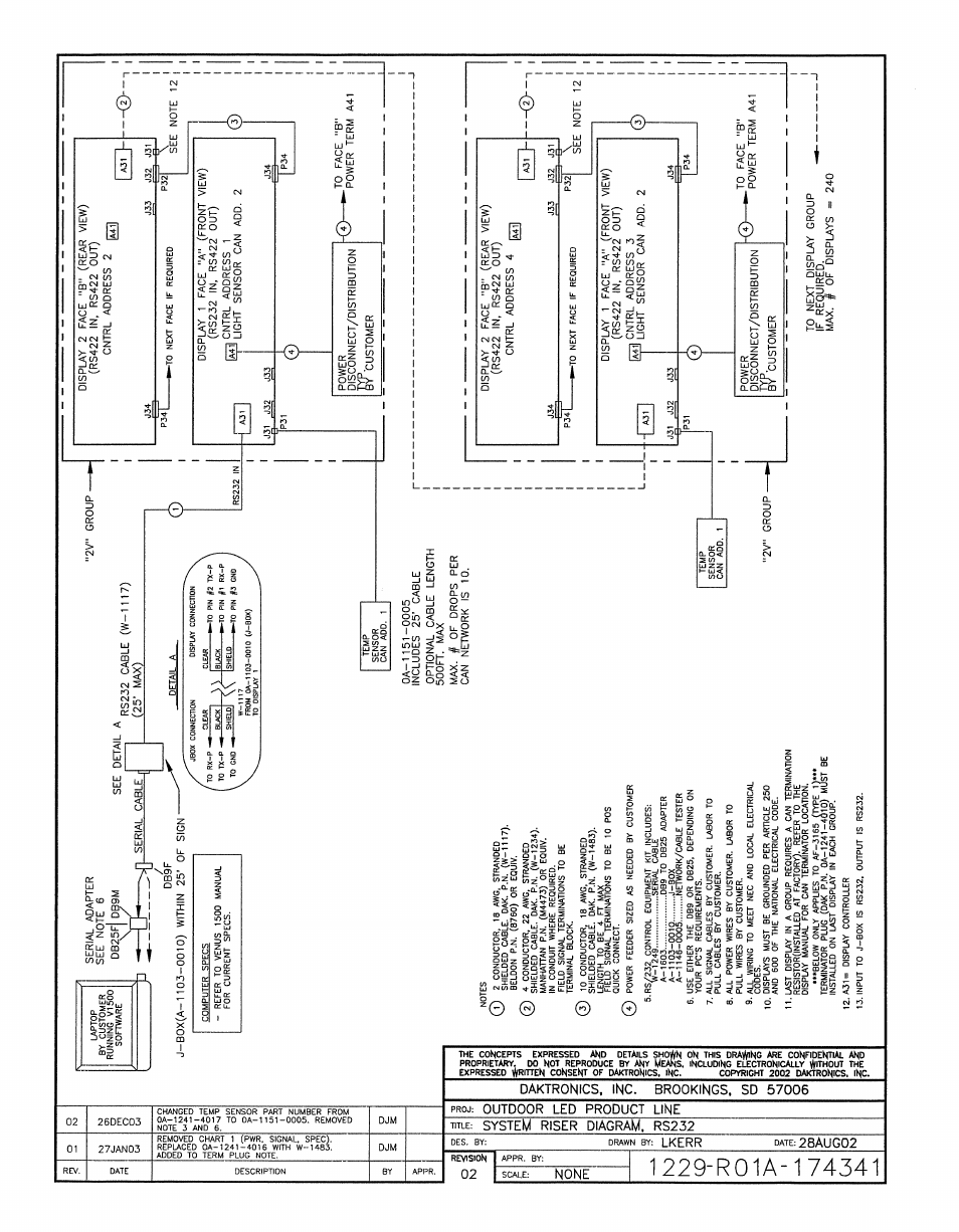 Drawing a-174341 | Daktronics AF-3150-20-R,A User Manual | Page 61 / 88