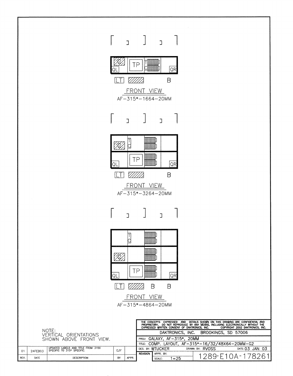 Drawing a-178261 | Daktronics AF-3150-20-R,A User Manual | Page 65 / 88