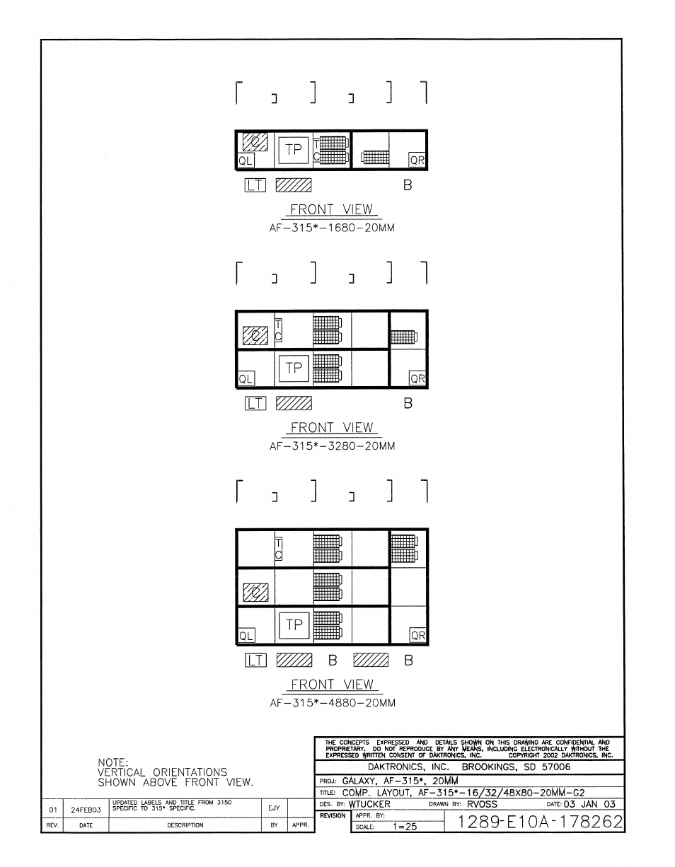 Drawing a-178262 | Daktronics AF-3150-20-R,A User Manual | Page 66 / 88