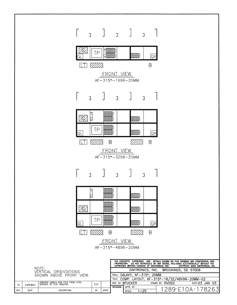 Drawing a-178263 | Daktronics AF-3150-20-R,A User Manual | Page 67 / 88